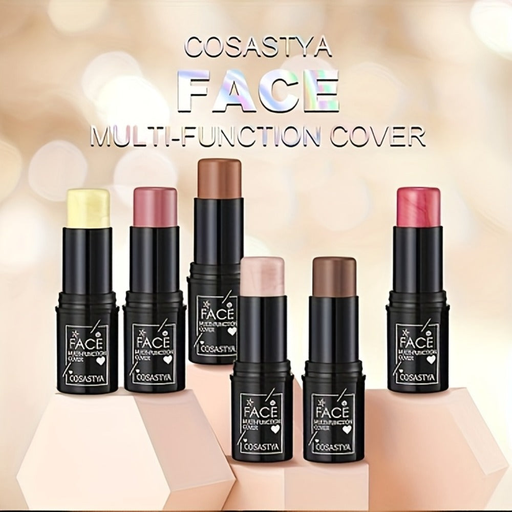 3-in-1 Multifunctional Makeup Sticks 6pcs — Waterproof Blush Eyeshadow & Touch-Up Sticks, All-Day Moisturizing Glossy Shimmer, Multi-Color Natural Face Makeup Set