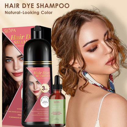 Hair Color Dyeing Shampoo 3-in-1 — Plant Squalane & Glycerin Formula | Colors, Conditions & Cleanses in One Wash | 10 Shades | Easy At-Home Hair Coloring