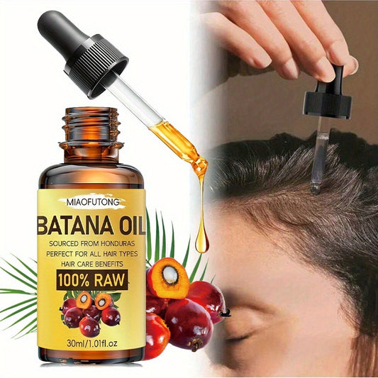 Batana Essential Oil - 1.01Oz Cold-Pressed Moisturizing Oil for Strengthening The Scalp, Nourishing Hair, Eyelashes, And Eyebrows, Repairing Damage, And for Alleviating Dry And Irritated Scalp, Suitable for All Hair Types, Unisex