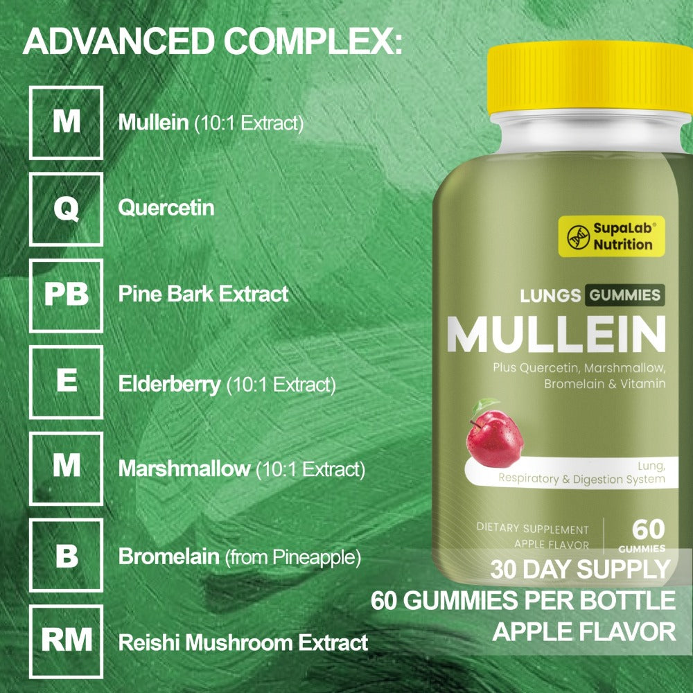 [Lung Health Supplement] Lung Health Supplement With Mullein Leaf, Vitamin C & D3, Selenium, Zinc, Quercetin & Bromelain, Herbal Formula For Respiratory, Breathing & Bronchial Health, 60 Capsules