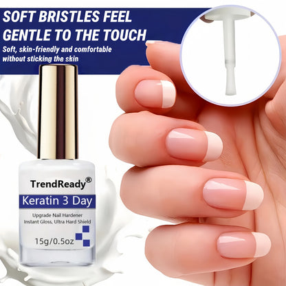 Nail Strengthener Oil 2 Pack - Vitamin E 4-in-1 Natural Protein Hardener for Weak Splitting Nails, Fast Dry Keratin Nail Care Treatment, Alcohol-Free Manicure Nail Polish Care, 2x15ml Bottles