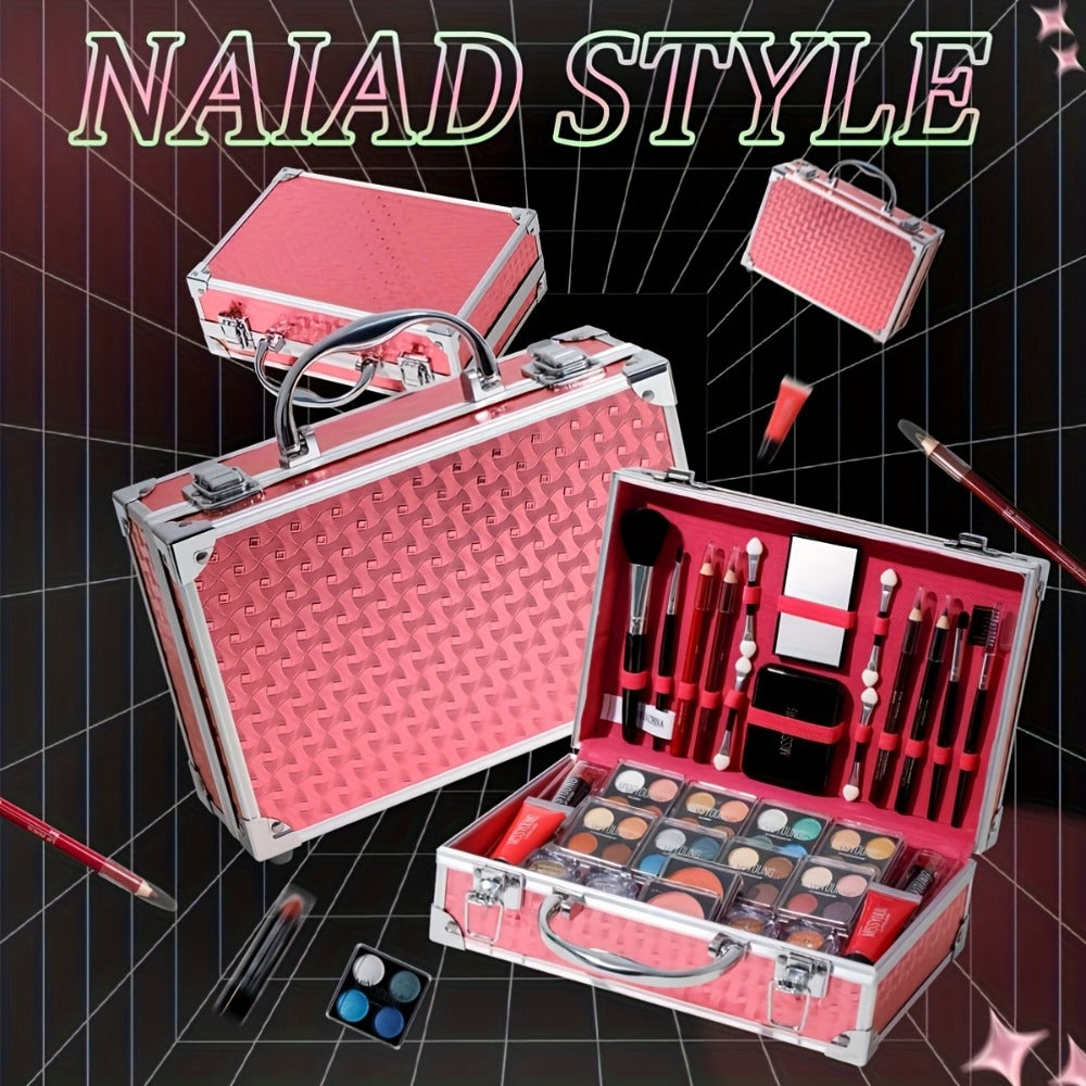 Makeup Set 56pcs Professional Full Face Kit Eyeshadow Lipstick Blush Lip Gloss Eyebrow Pencil Glitter Powder Brushes for Beginners Wedding Stage Holiday Gift