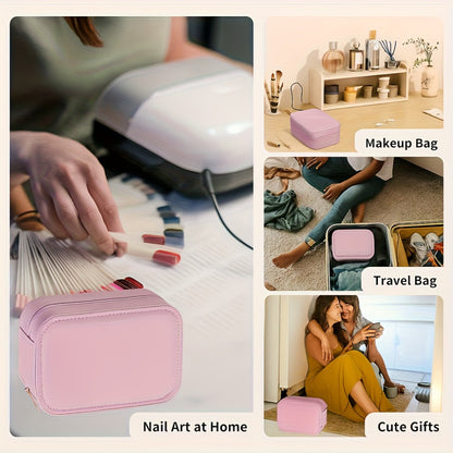 Lighted Makeup Mirror with Travel Case Cosmetic Bag Organizer - Adjustable 3-Color LED Light 1200mAh Rechargeable Portable Vanity Mirror for Women Gift