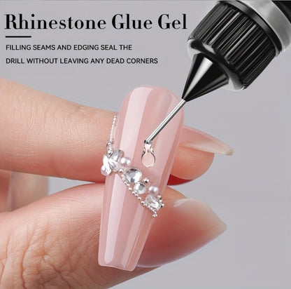 Nail Rhinestone Glue Gel 2pcs — Clear Nail Art Adhesive for 3D Rhinestones, Drill Jewelry & Decorations | LILYCUTE Sticky Nail Glue Gel 0.34oz