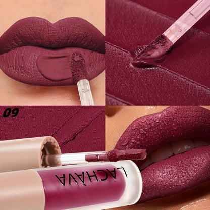 Velvet Liquid Lipstick Matte Lip Gloss — Long-Lasting Waterproof Non-Drying Formula, Highly Pigmented All-Day Wear in Nude Brown Pink Red Purple Gold