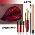 Pudaier lip combo set Sparkling Lip Glitter Kit, Includes Lip Liner, Lip Gloss, Chunky Glitter & Lip Brush, Metallic Glitter Lip Makeup Set, Party Festival Rave Makeup, Gift for Women, makeup for women lipstick