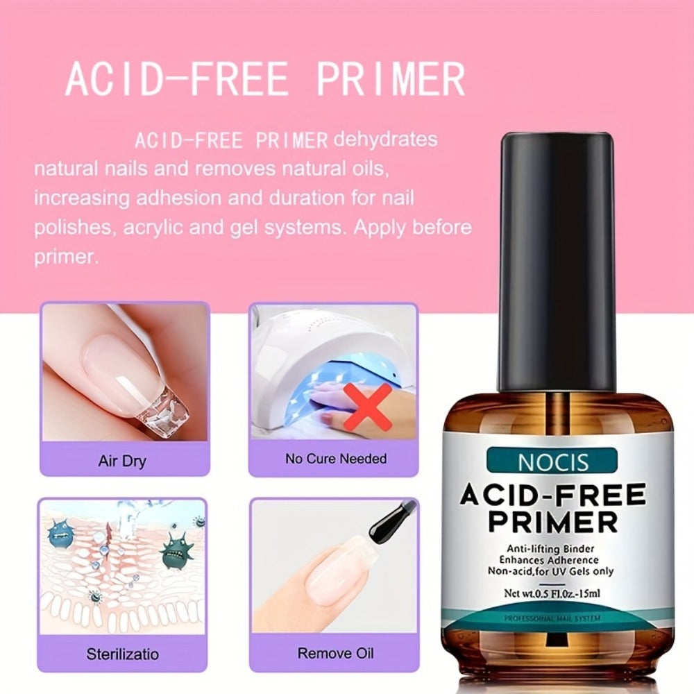 1 Set NOCIS Acrylic Nail Kit for Beginners - DIY Nail Extension, Includes 0. 33oz Clear, White, Pink Powder & Liquid, Nail Brushes, Unscented, Salon-Quality Home Manicure Tools