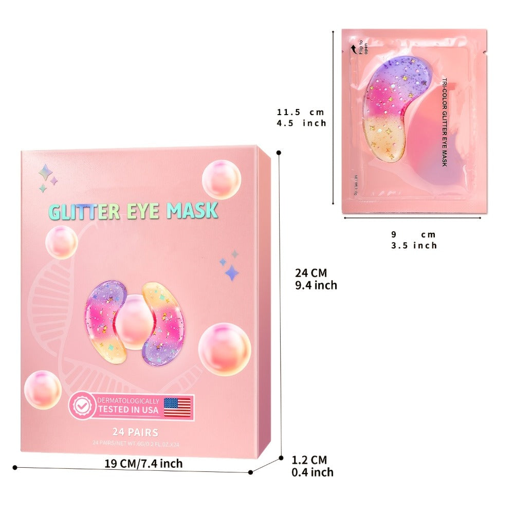 [Christmas Halloween Gift] Moisturizing Glitter Eye Mask, 12 Pairs, Natural Ingredients, Rich in Caffeine And Collagen, Long-Lasting Moisturizing, Gentle, Visibly Minimize Wrinkles And Fine Lines, Skincare for All Skin Types, Christmas Gift, Halloween Gif