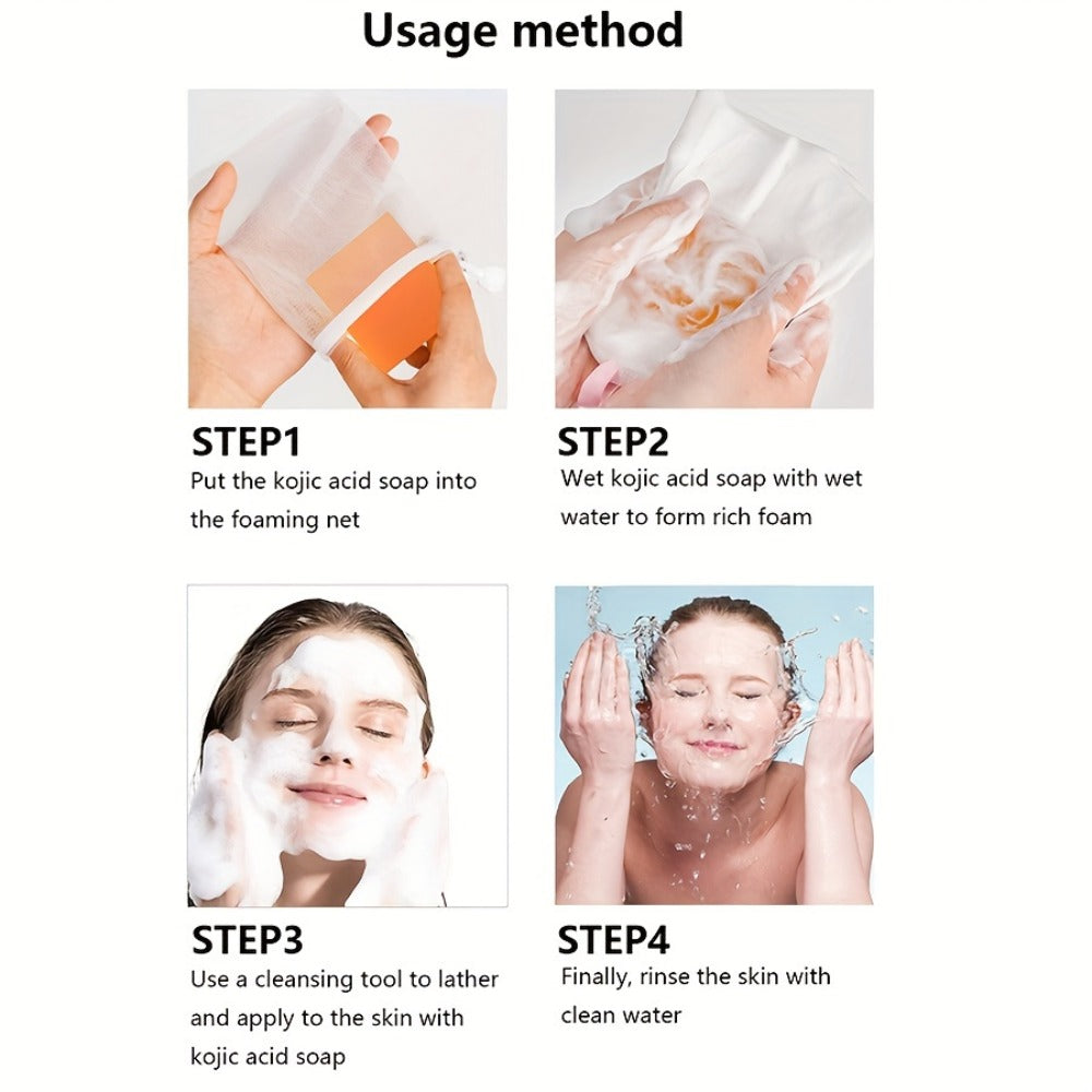 Kojic Acid Soap for Skin Brightening – 6-Pack 100g Bars with Rose & Glycerin | Oil Control, Moisturizing Gentle Cleanser for Face, Hand & Body | Natural Orange Scent Dark Spot Soap, Skin Tone Corrector