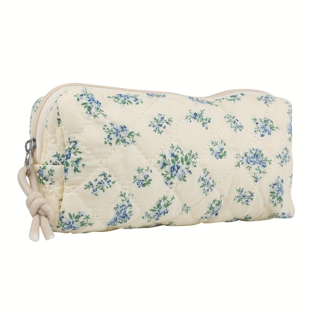 Cute Makeup Bag for Women (4 Pcs), Travel Cosmetic Bags, Quilted Coquette Aesthetic Floral Toiletry Organizer Bag