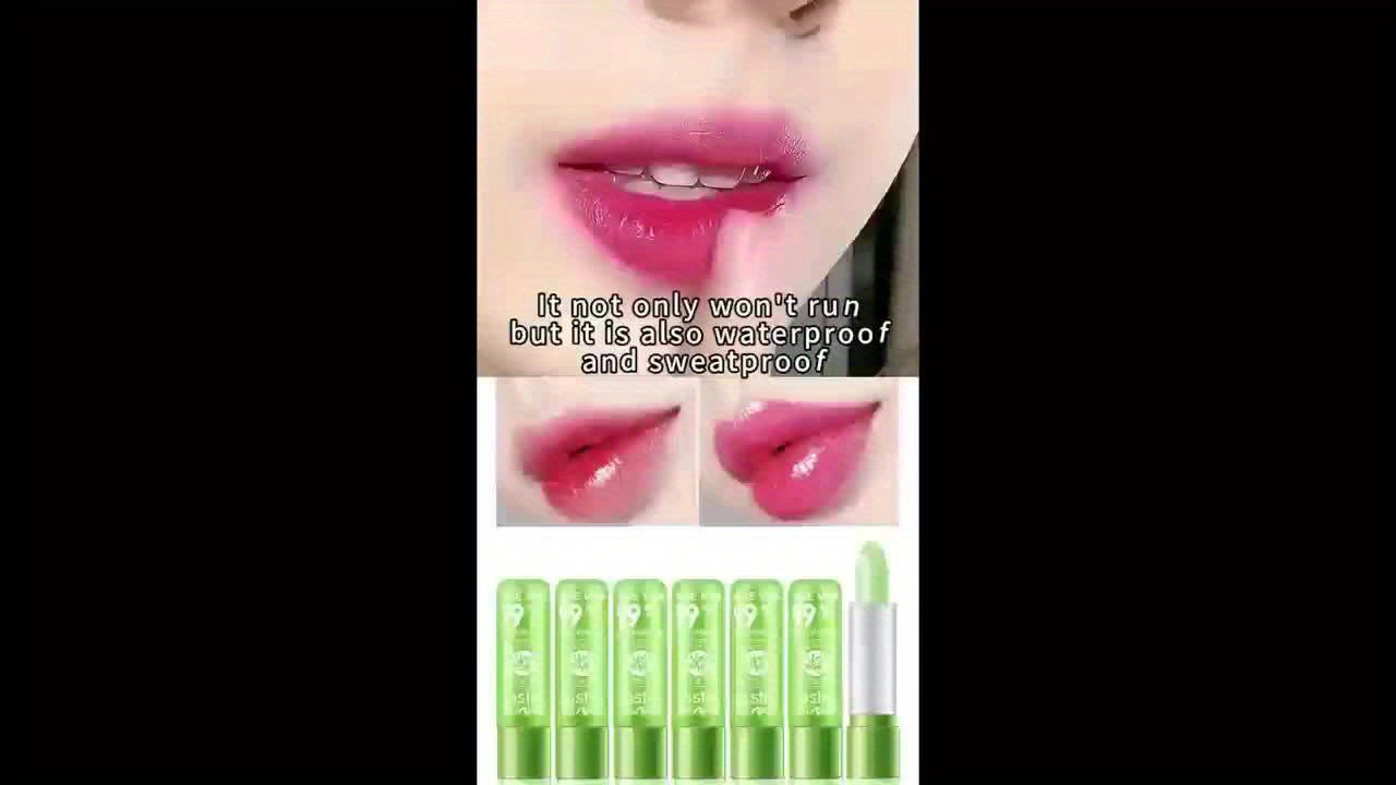 6pcs/12pcs of Aloe Color Changing Lipstick, Long-Lasting Moisturizing Constant Temperature Color Changing Aloe Lipstick, Green Lipstick Turns Pink Magic Lipstick Makeup Valentine'S Day Gift Valentines Day Gifts