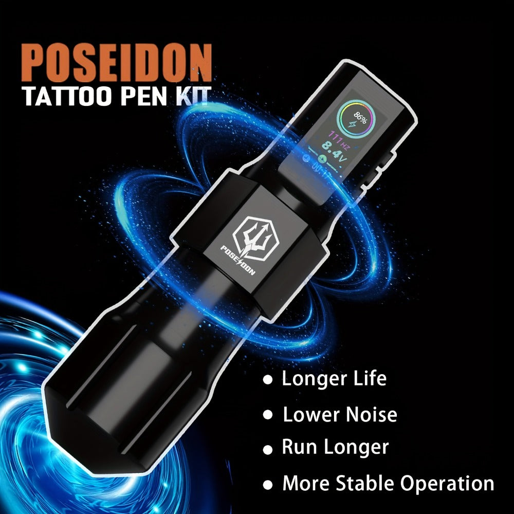 Wireless Tattoo Machine Pen Kit with LED Display - Professional Rotary Tattoo Gun for Beginners & Artists, Adjustable Stroke, Complete Tattoo Supply Set LTK08