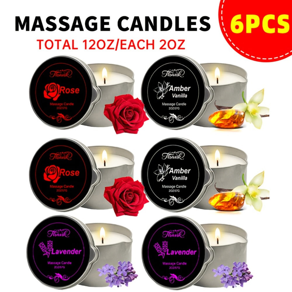 EVODUCK 6pcs/2pcs/1pc 2-In-1 Massage Oil Candle with Essential Oil Luxury Scented Candle with Soy Wax – Warm Moisturizing Body Lotion – Nail Salon, Spa, Pedicure, Beauty, Wedding, Christmas, Valentine'S Day Gift for Women (Total 12Oz/ – Each 2Oz)