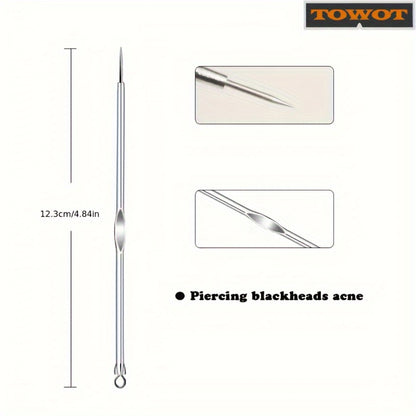 Blackhead Remover Tool Kit 11PCS Professional Stainless Steel - Pimple Popper Extractor Set for Face Nose Forehead - Acne Blemish Zit Removal Tools for All Skin Types with Cosmetic Mirror Option