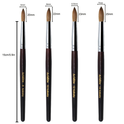 Kolinsky Acrylic Nail Brush Round Head Red Wine Wooden Handle Professional Brush for Acrylic Extension Nail Art Sculpting Manicure Salon Home Use Sizes #8 #10 #12 #14 #16 #18