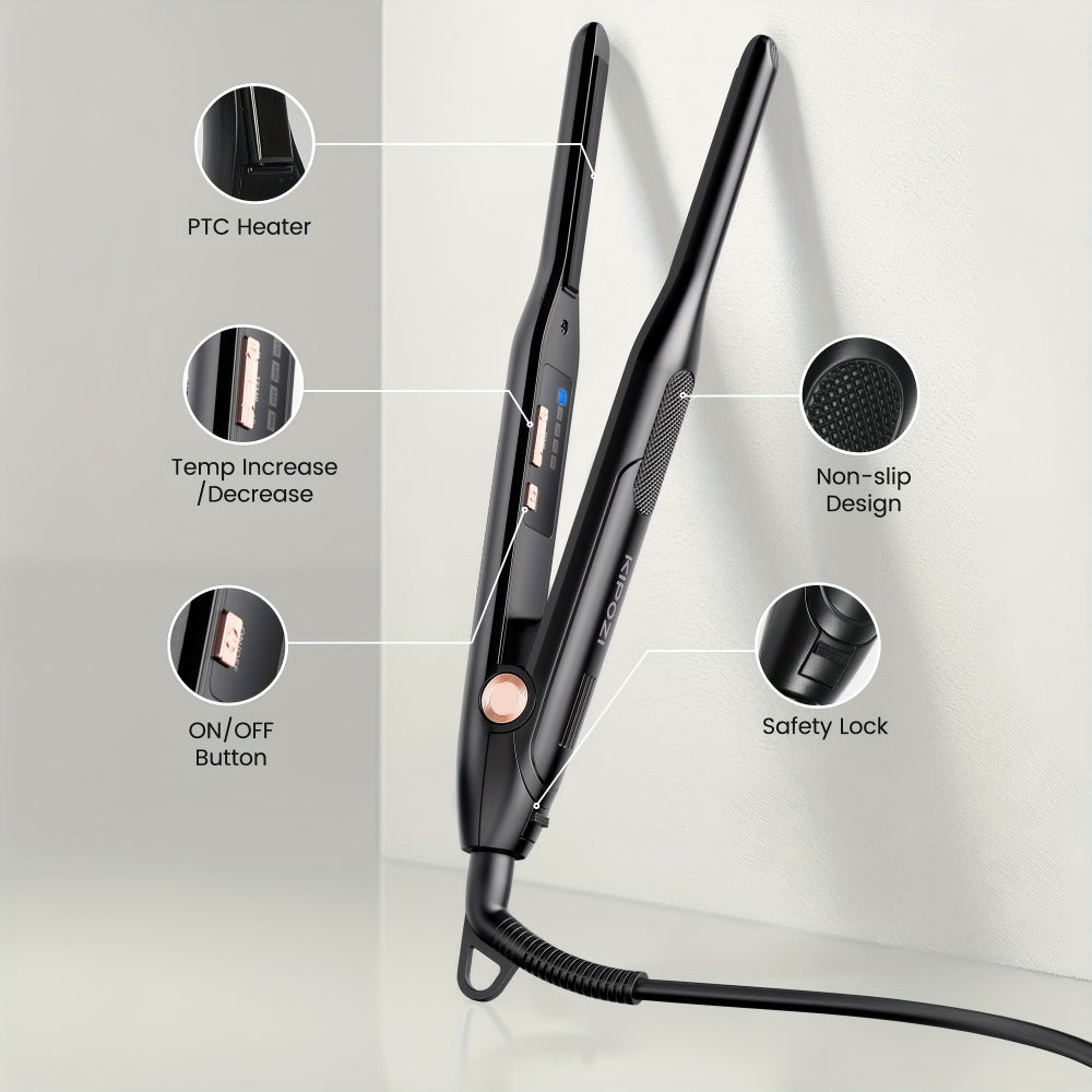 Kipozi 0.3inch Hair Straightener, Short Hair Styling Tools, Beard Care Tools, 2-in-1curly Hair, Curly Hair Straightening, Bangs Styling Small Hairdressing Tools, Unisex Hairdressing Tools, Hair Straightener for Men And Women, Valentine's Gift