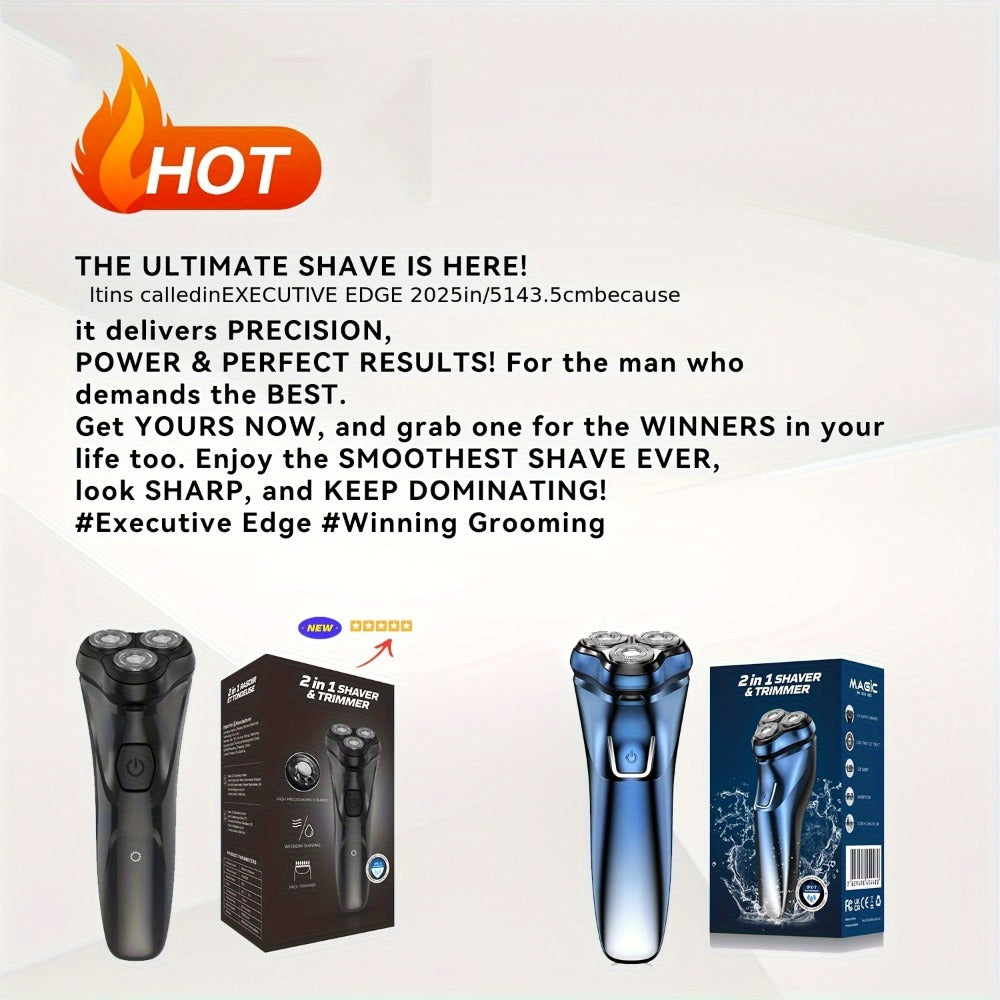Rechargeable Electric Shaver And Trimmer for Men - Travel Razor for Close Shaving with Pop-up Trimmer, 1-Hour Fast Charge, & Easy Clean - Ideal Gift for Father/Husband/Boyfriend