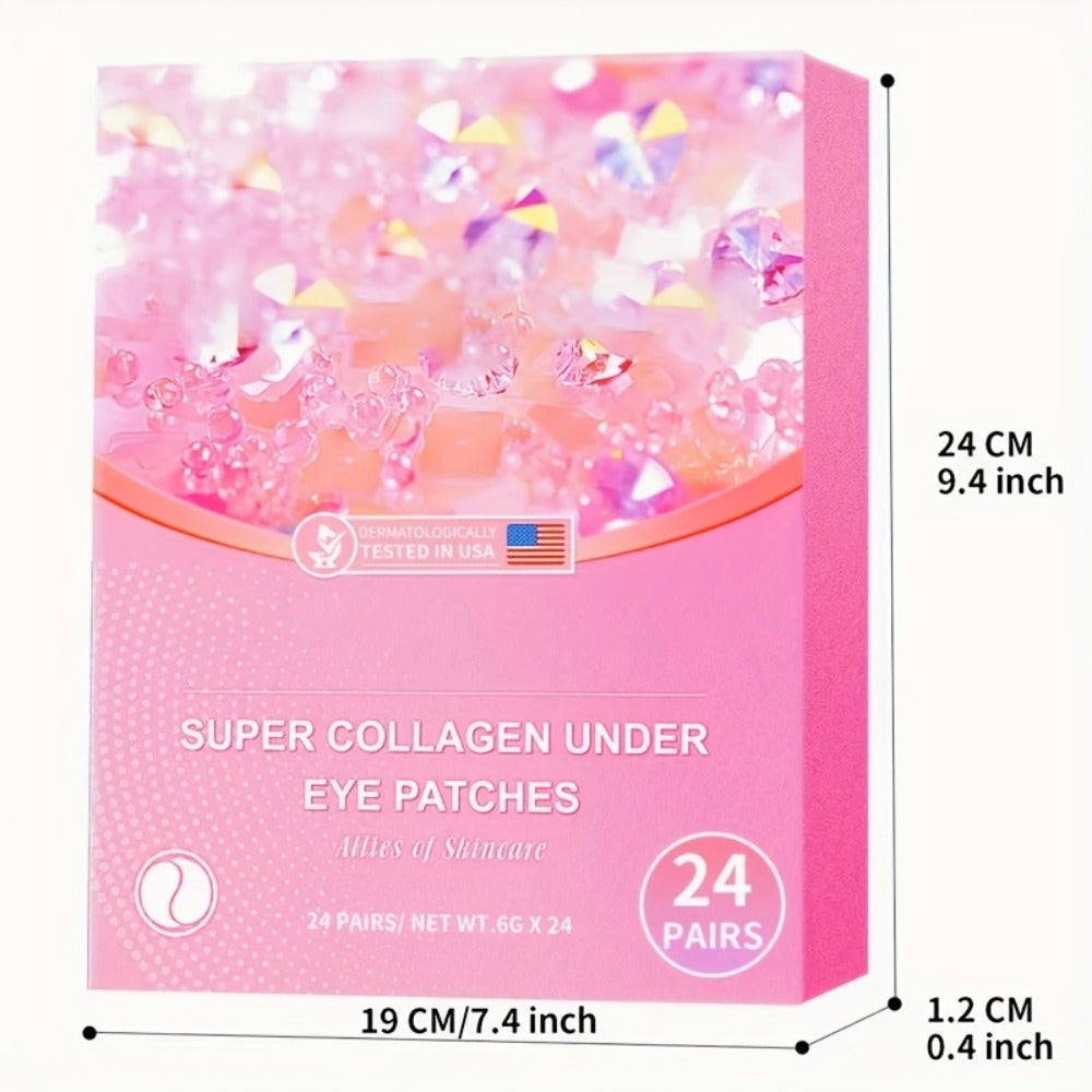 Under Eye Patches Collagen Eye Mask 24 Pairs - Hyaluronic Acid Anti Wrinkle Dark Circles Puffiness Treatment Moisturizing Gel Pads for Women Skincare