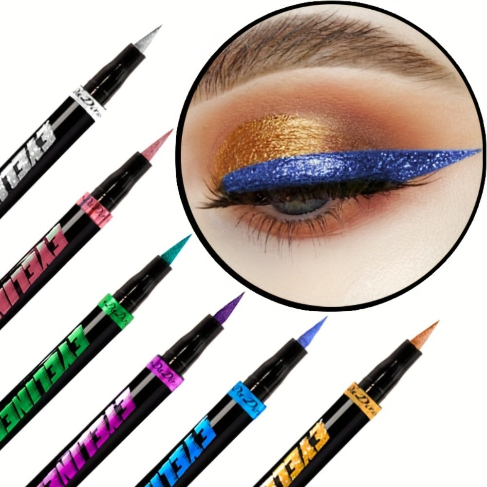 Colored Eyeliner Set 6pcs Waterproof Anti-Smudge Long-Lasting Eye Liner Pencil Multi-Color Makeup Kit for Women Holiday Gift Valentine Christmas