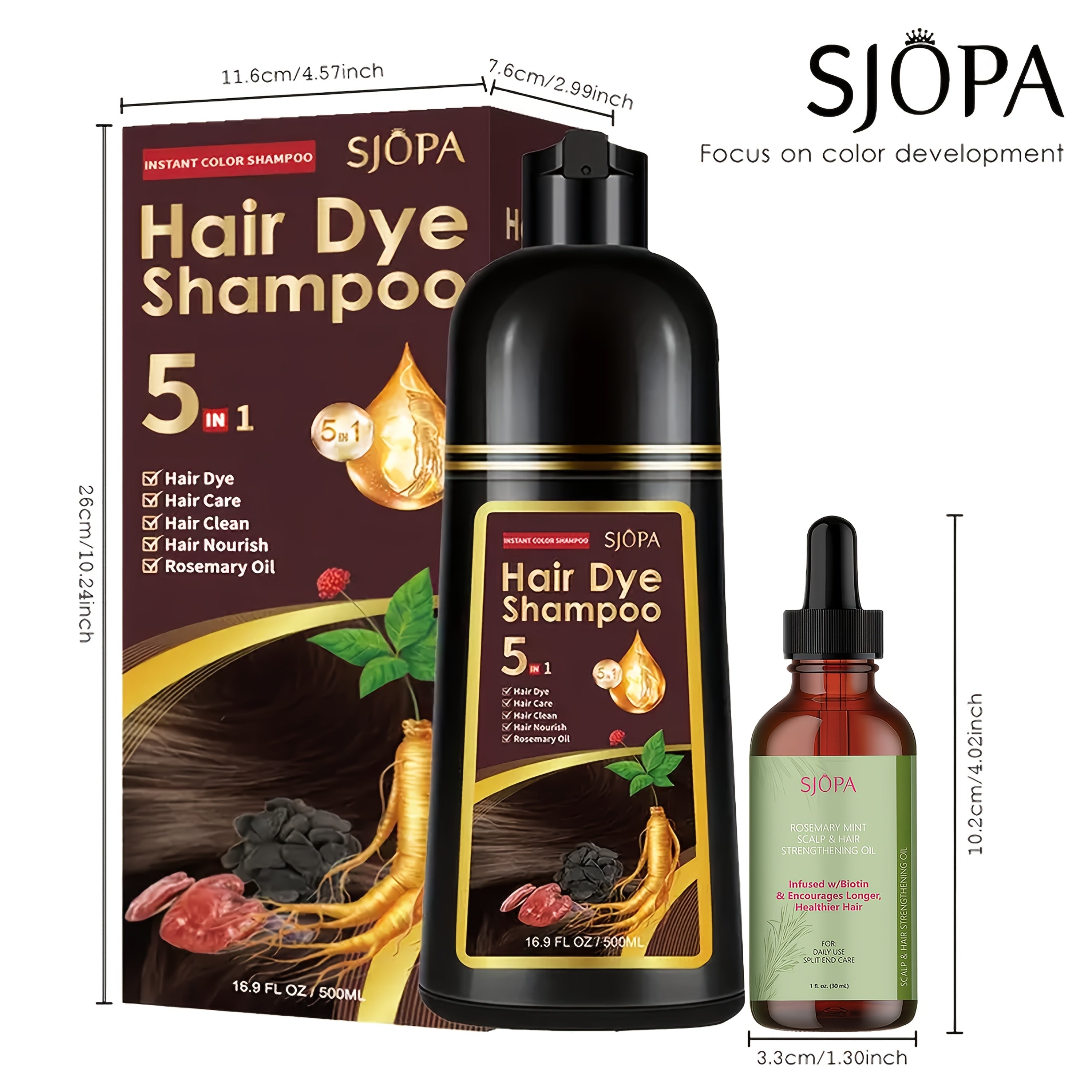 SJOPA 5-In-1 Color-Dyeing Shampoo, Instant Color-Dyeing Conditioner, 16.9 Oz. Safe And Natural Color-Dyeing Shampoo Serum, No Pungent Smell, Unisex, Best Valentine'S Day Gifts