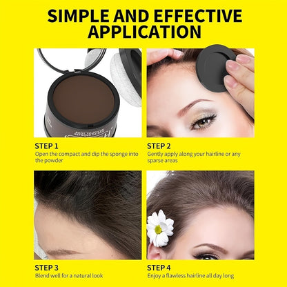 Hairline Powder for Root Touch Up & Hair Loss Cover - Volumizing Hair Concealer Powder for Thinning Hairline, Bald Spots & Sparse Areas - Works on All Hair Types - Multiple Shades with Brush 4g