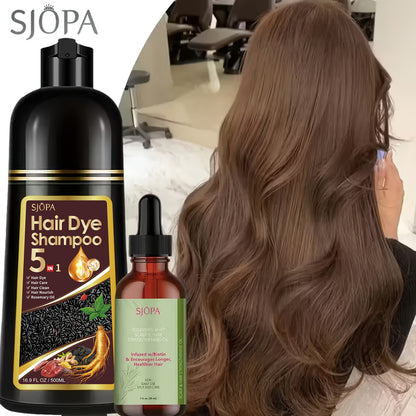 Hair Coloring Shampoo 5-in-1 Herbal Formula with Rosemary Oil - 100% Gray Hair Coverage Long Lasting Moisturizing Unisex Color Shampoo Set Black Brown Purple Red White Multi Color 500ml