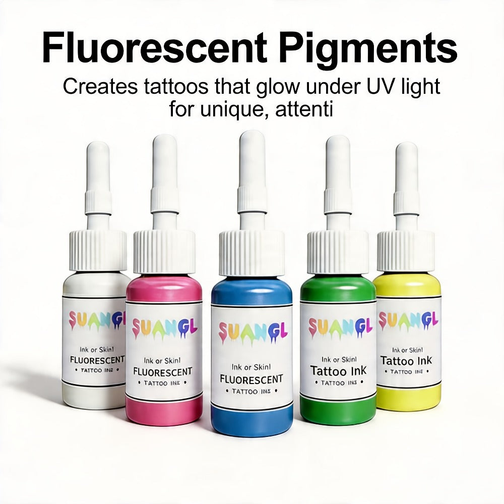 UV Tattoo Ink Set Blacklight Fluorescent Glow in the Dark Tattoo Ink 5ml Bottles Professional UV Reactive Tattoo Dye for Blacklight Body Art Glow Parties Tattoo Supplies 5 8 11 15 Colors
