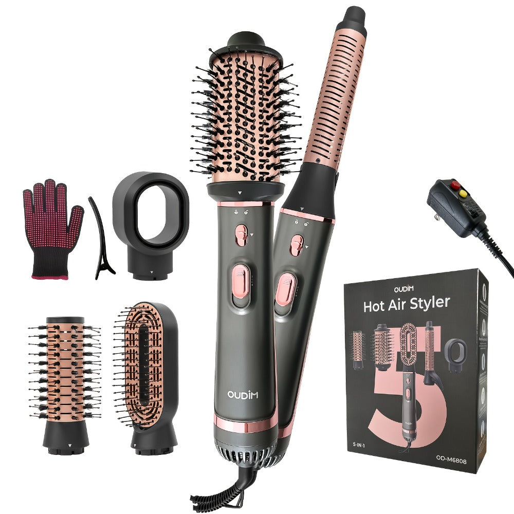 Professional Multi-Functional Hot Air Brush, Negative Ion Tech For Frizz-Free Hot Air, Hair Dryer Brush And Styler, Air Styling Brush Combines, Curling Iron, Massage Straightening Brush, Multiple Temperature & Wind Speed Settings