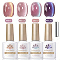 BORN PRETTY 0.34oz 4pcs Hyacinth Cat Magnetic Gel Nail Polish Purple Jelly Glass Shine Soak Off Gel Nail Art Home Manicure