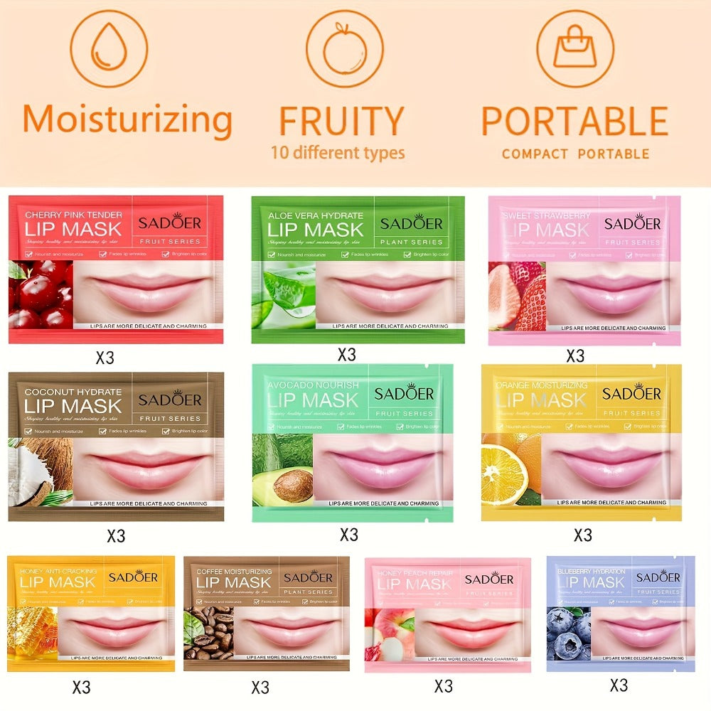 30 PCS Moisturizing Lip Mask.Crystal Lip Care Gel Pads Mask For Moisturizing, Let Your Lip Smoothing, Exquisite. Skin Moisture Essence