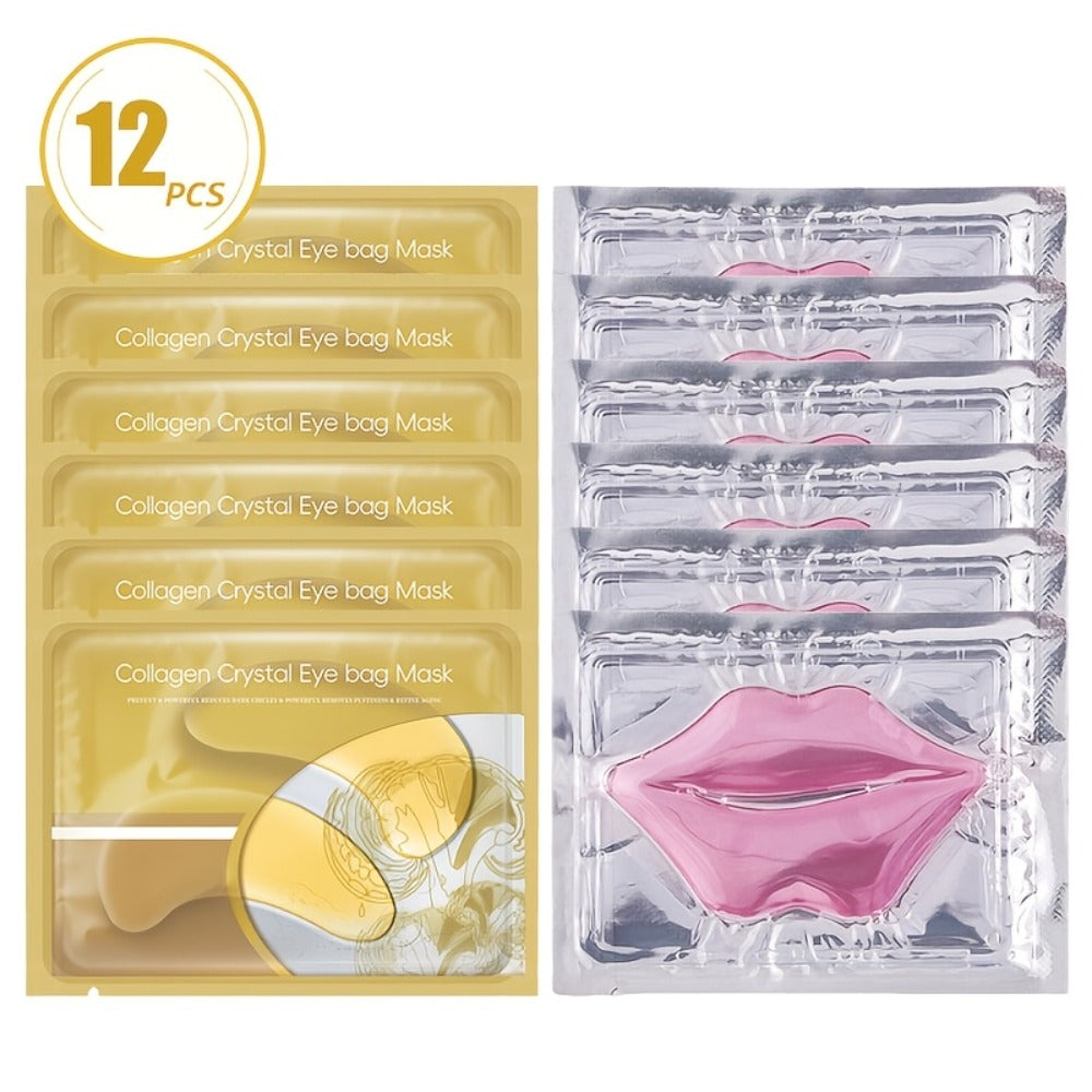 6pcs/12pcs/18pcs Moisturizing Eye Mask Hyaluronic Acid Pink Lip Mask Patch For Hydrated Lips, Moisturizing And Hydrating Anti-Dry Lip & Eye Care & Lip Eye Sleeping & Lip Eye Nourishes & Smoothing Mother Gifts Set For Women Christmas Gifts