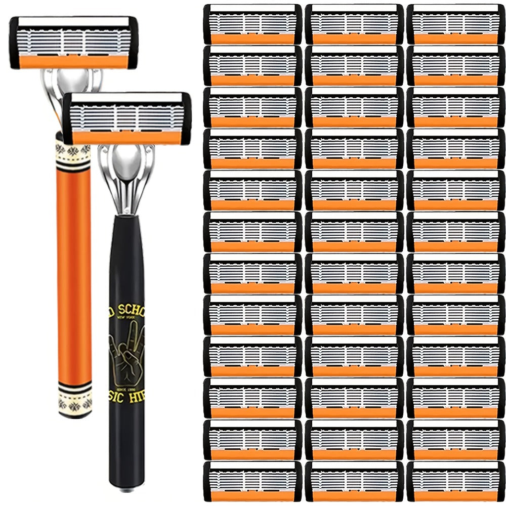 The Classic Men's Manual Razor Is Equipped with Two Comfortable Handles, Sharp And Durable Stainless Steel Blades, And A Progressively Optimized Shaving Experience. It Is An Indispensable Shaving Accessory for Men