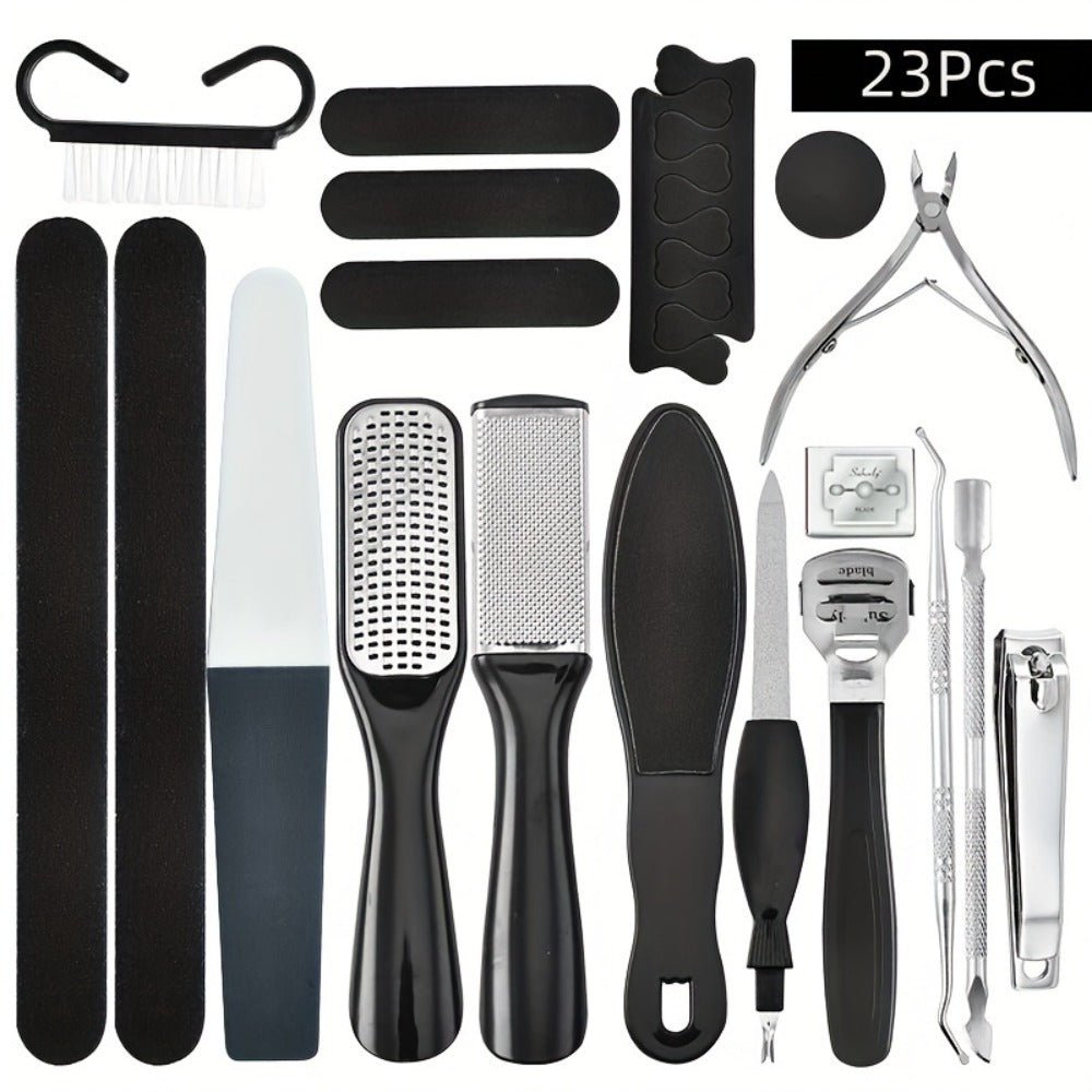 10/23pcs of Professional Pedicure Tool Set, Stainless Steel Foot Care Tool Set, Dead Skin Removal Pedicure Tool Set, Travel Essential for Men And Women