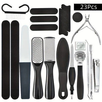 Professional Pedicure Tool Set Stainless Steel Foot Care Kit Dead Skin Callus Removal Tools for Men & Women Travel Essential 10pc & 23pc Options