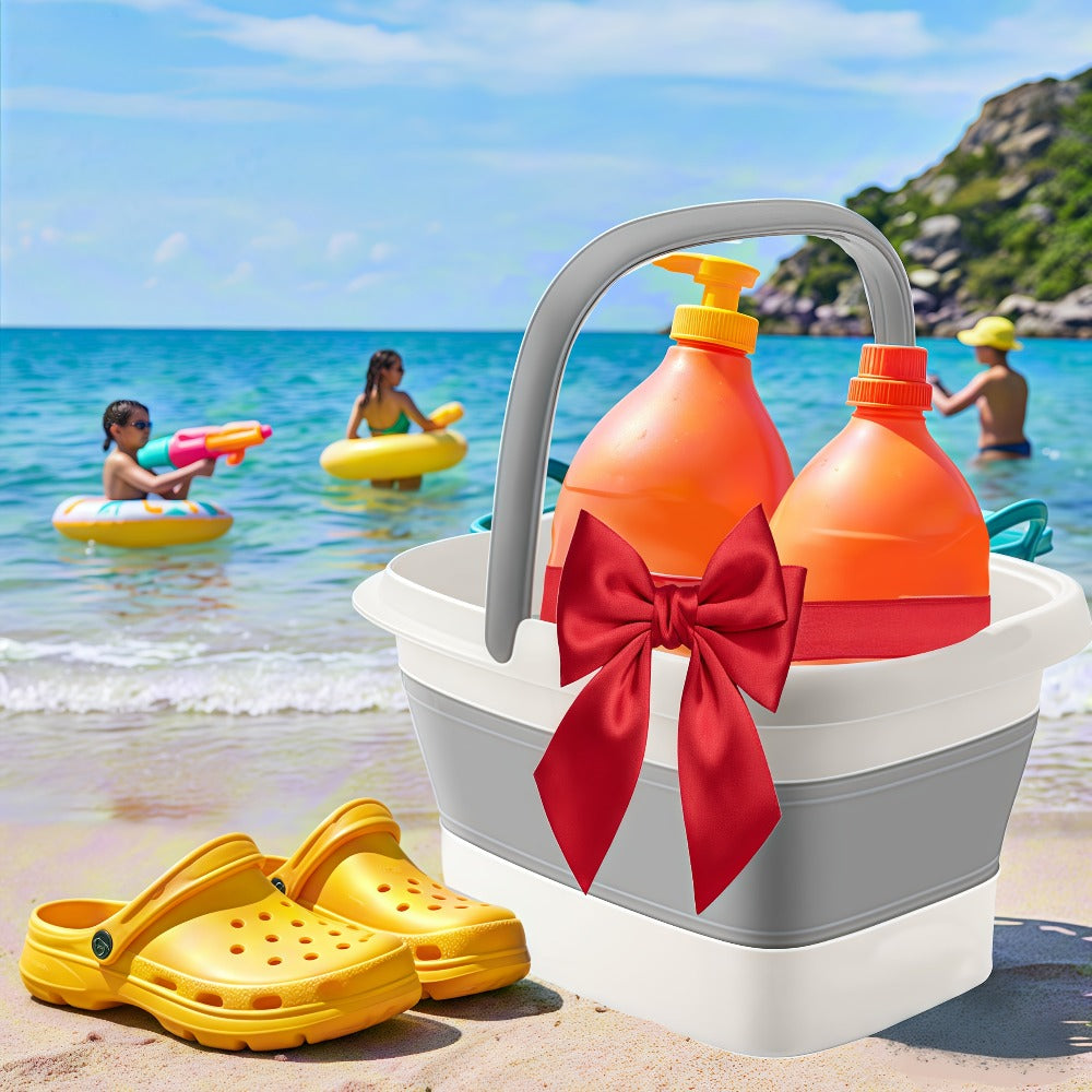 Foldable Foot Bath - Durable Portable Spa Bucket with Handle, Space Saving Design for Home, Salon and Travel - Easy to Wash Foot Bath Bucket and Clothing Basket, Sturdy Construction