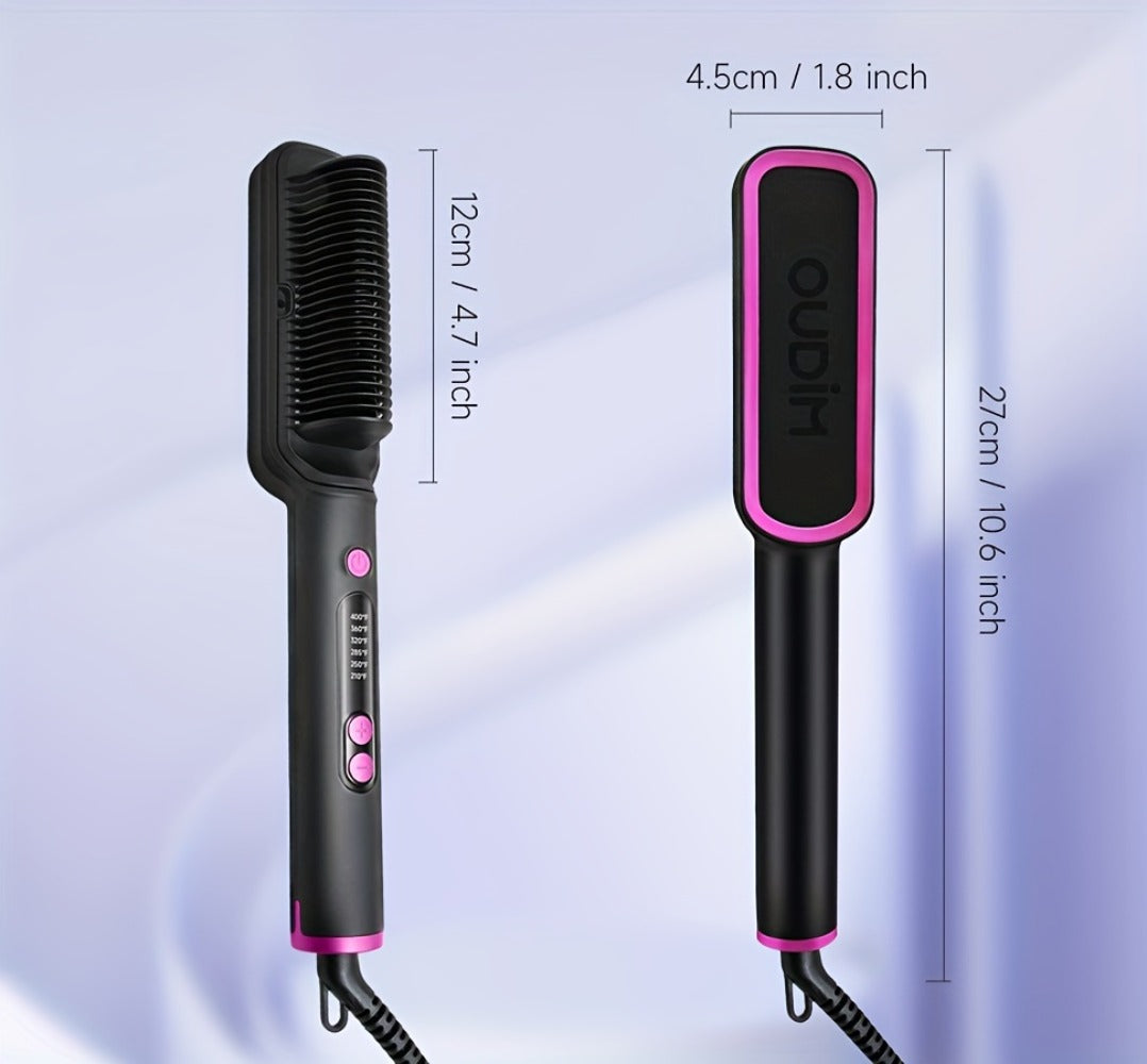 Hair Straightener Brush with Six Temperature Settings, Ionic Hair Straightening Brush Flat Iron for Women, Anti-Scald Straightening Comb Fast for Home Salon, Precise Temperature Control And Heats Up Fast, Christmas, Santa, Happy Holidays