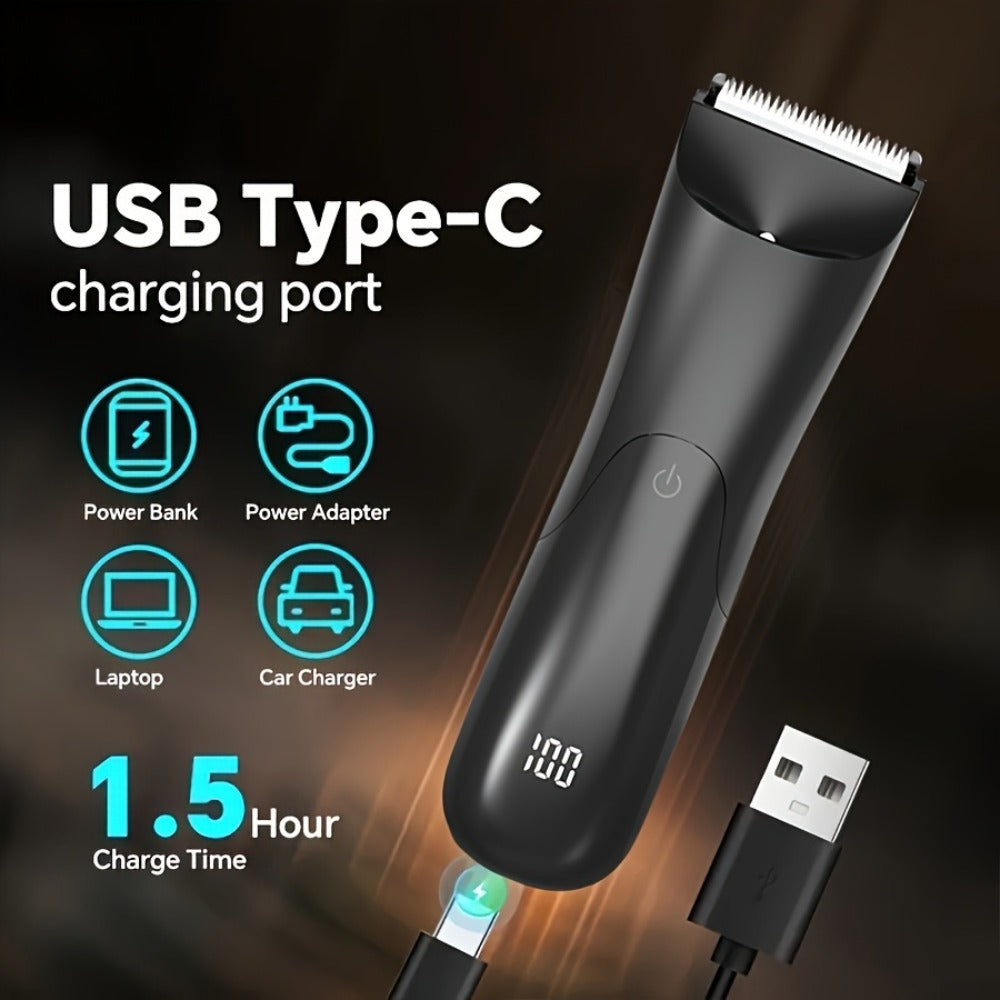 Men'S Groin And Body Hair Trimmer, Electric Ball Trimmer Public Trimmer, with 2 Protective Cover Kits, Ceramic Blade Head, Dry And Wet Shaver-Usb Rechargeable Electric Shaver, 500Mah Lithium Battery Gift Set, Valentine'S Day Gifts, Father'S Day Gift