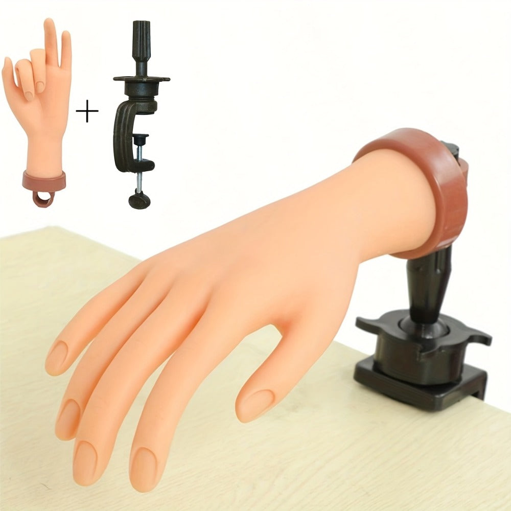 Nail Art Practice Hand Model with a Small Desktop Stand, Suitable for Beginners to Practice Nail Art, Training Practice Glove Set