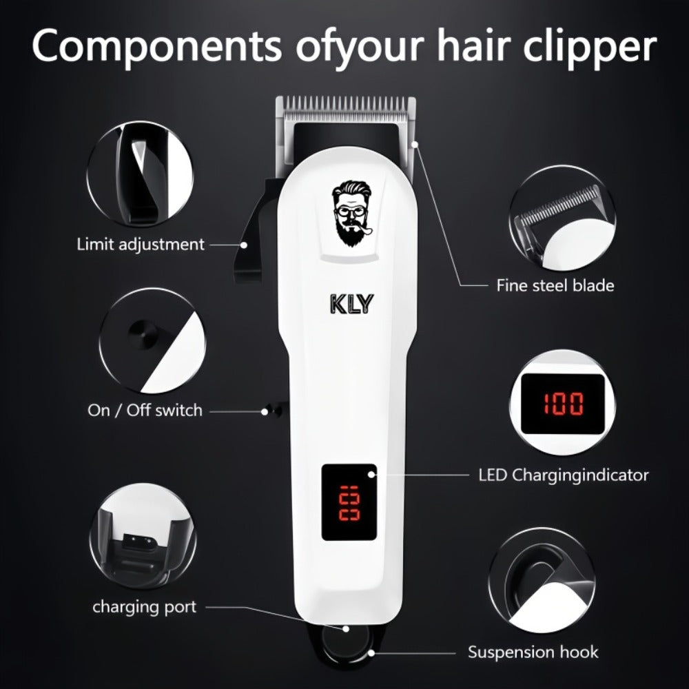 Golden Hair Clipper Professional Set, Men's Hairdresser Set, USB Charging, Large-capacity Battery Life, LCD Display Power, Business Travel Essential, Perfect Gift for Dad, Son, Brother and Friends