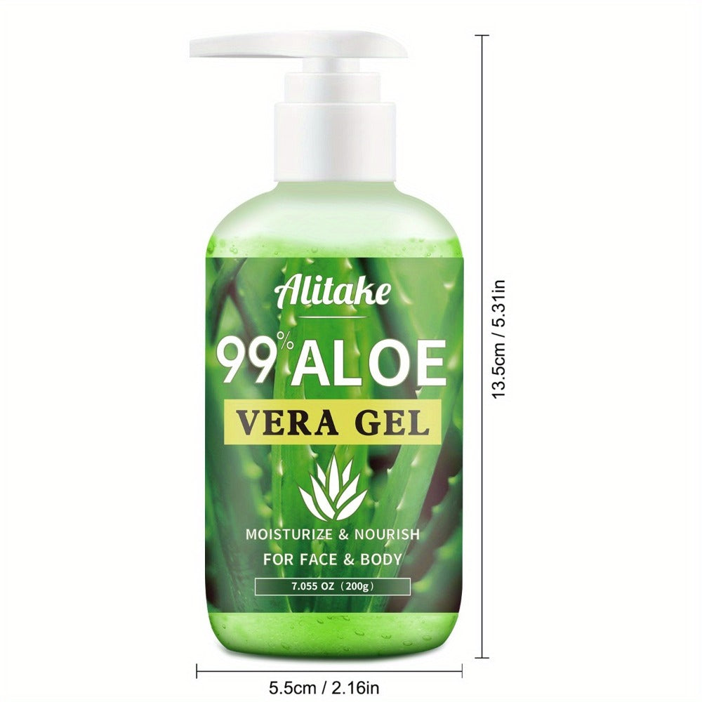 Alitake 99% Aloe Vera Gel Made Within 12 Hours Of Harvest - Lightweight, Non-Sticky Aloe Gel for Face Body, Hair, & Scalp, Natural, Hydrating Aloe Gel, 7oz.local Warehouse, The Perfect Gift, Gift for Mom.