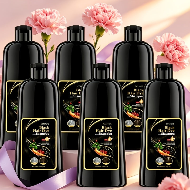 6pcs Set Of Black/Brown Cooling Shampoo Suitable for Long Hair, 3-In-1 Shampoo, Conditioner And Cooling Shampoo, Unisex Natural Hair Dye Shampoo, Halloween, Christmas Gift