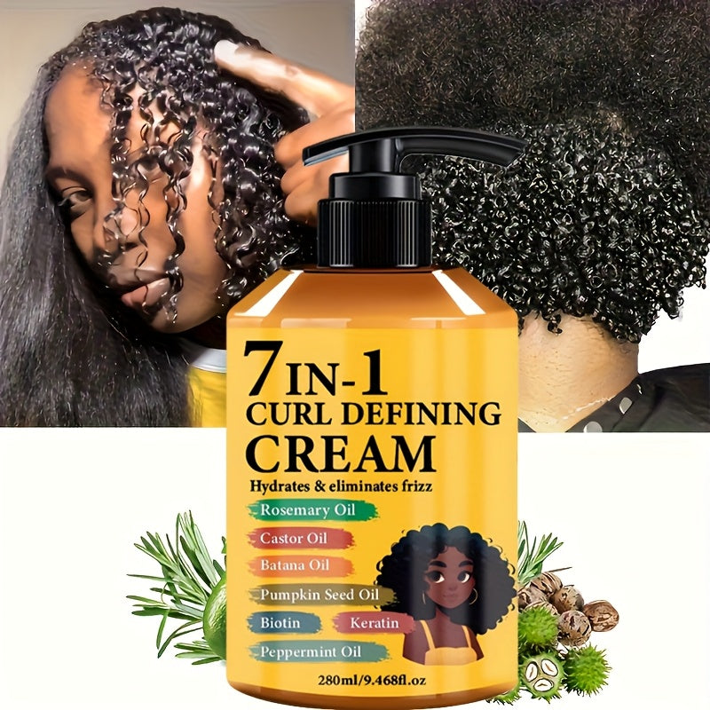 Upgraded New Arrival 7-in-1 Hair Curling Cream With Moroccan Argan Oil, 9.47oz*1 Bottle - Naturally Fluffy, Long-Lasting Hold, Moisturizing, Suitable For Wavy And Curly Hair, Protects Hair With Rosemary Curling Hair Products And Hair Care Products.