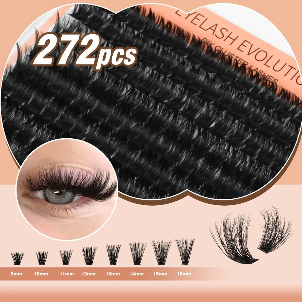 100D 272pcs Eyelash Extensions Lash Clusters Ranging from 8-16MM, Featuring Thick D Curl Individual Lashes That Are Soft And Reusable, Perfect for Lash Cluster Applications