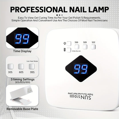 LED Nail Lamp Rechargeable Wireless UV Nail Dryer 30 Beads 365+405nm Professional Gel Curing Light 3 Timer Settings Portable Nail Polish Dryer for All Gels