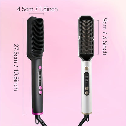 Hair Straightener Brush Ionic — Anti-Scald Straightening Comb for Women, Precise Temperature Control, Auto Shut-Off, Salon-Quality Flat Iron Results at Home, Gift for Her
