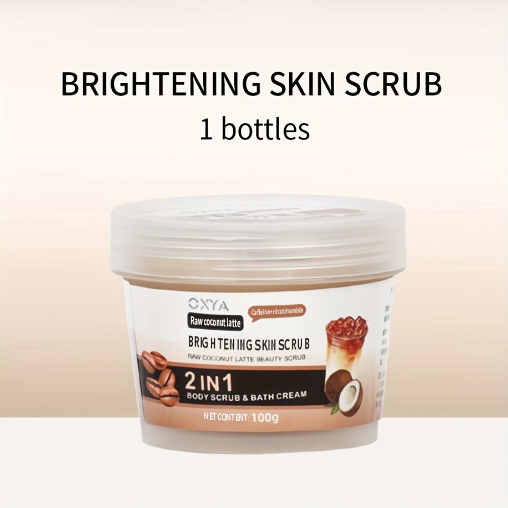 Raw Coconut Latte Scrub - Deep Moisturizing Cleansing and Exfoliating for Face & Body, Gentle Non-Irritating with Shea Butter and Coconut Oil, Suitable for All Light Beige Types, Unisex Skincare Essential