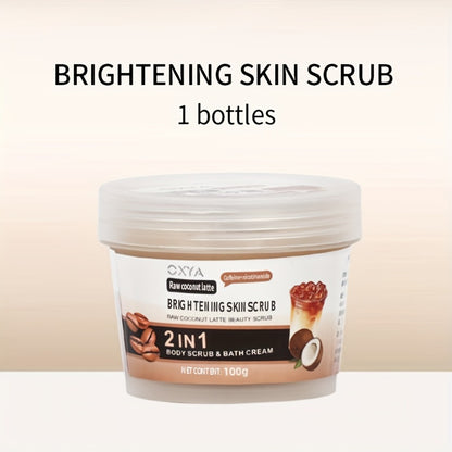 Coconut Body Scrub with Shea Butter & Coconut Oil — Raw Coconut Latte Exfoliating Scrub, Deep Moisturizing Face & Body Exfoliator, Gentle Non-Irritating Formula, All Skin Types, Unisex Skincare