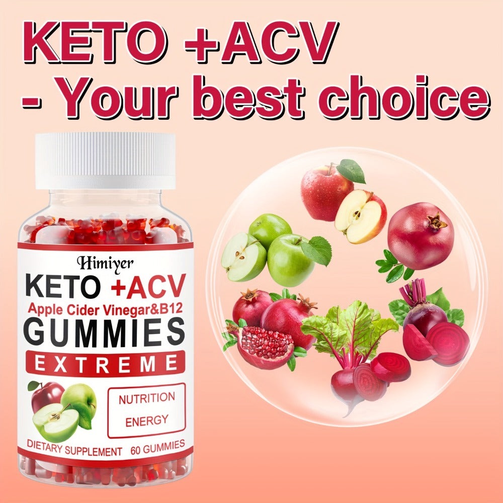 2 Bottles Of 120 Capsules - Keto ACV Apple Cider Vinegar & B12 Apple Cider Vinegar, Added Pomegranate Beet Juice Powder B12 Vegetarian Gummies - One In The Morning And Evening Can Last for Two Months