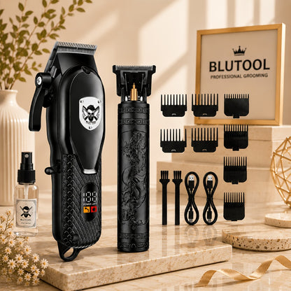 Rechargeable Electric Grooming Kit with LCD Display - Cordless Hair Clipper & Trimmer Set for Home, Travel & Car Use, Gift for Men, Husbands & Boyfriends