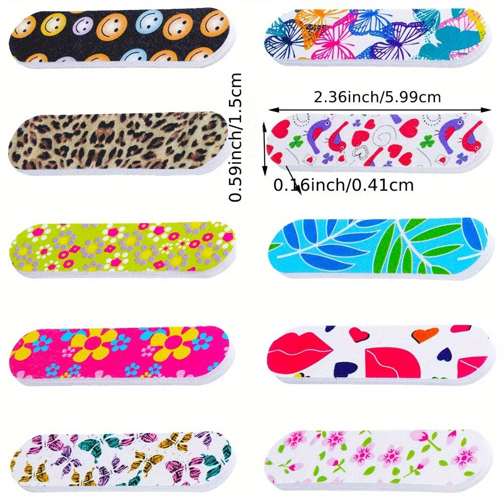 Nail Files Bulk 150pcs - Double Sided Emery Board Nail File Set, Colorful Floral Oval Shape for Nail Shaping & Smoothing, Disposable Nail Files for Home & Salon Use
